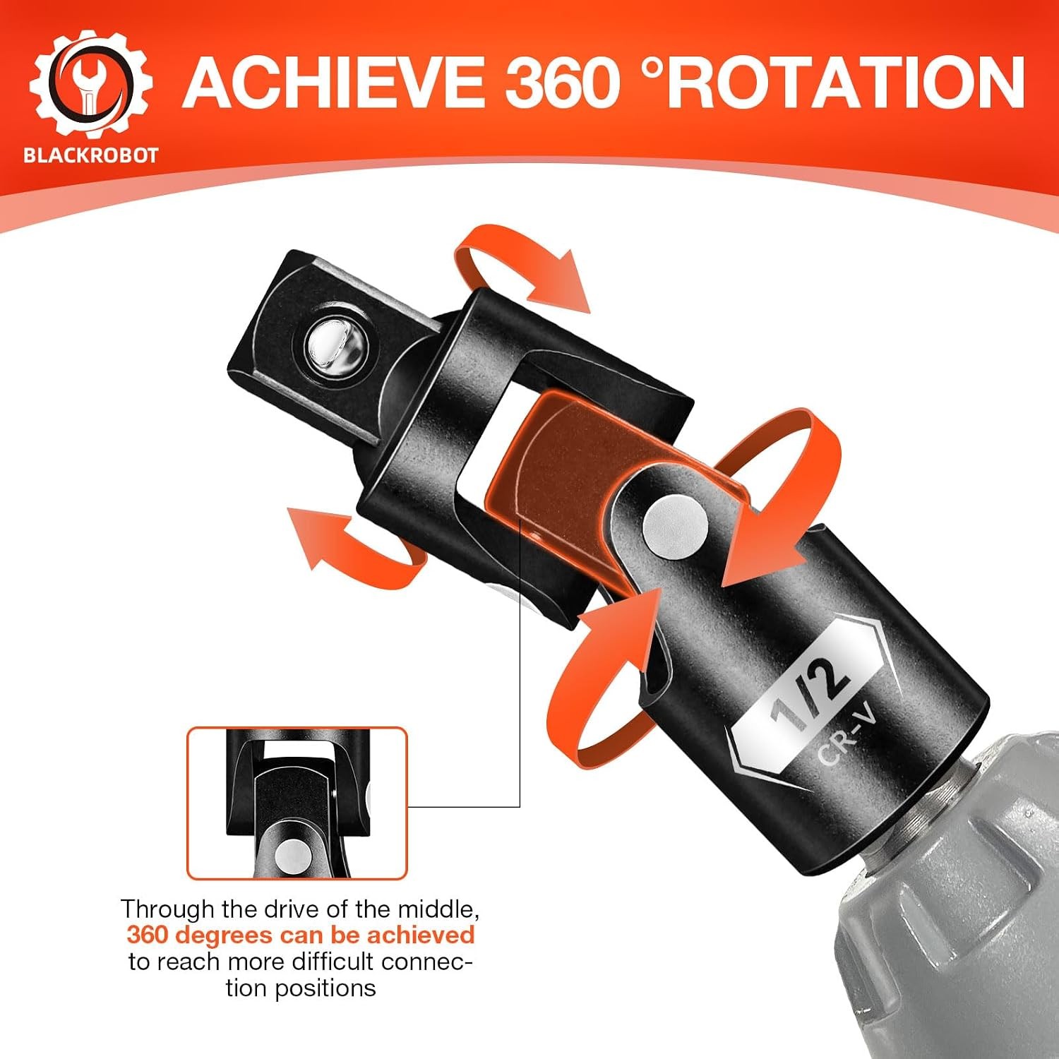 Universal Joint Set 3PCS, 1/2" 3/8" 1/4" Drive Socket Adapter Set, Premium