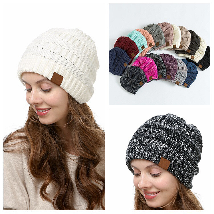 Womens Slouchy Beanie Winter Hat Cable Knit Ski Hats Warm Chunky Knitted Cap US