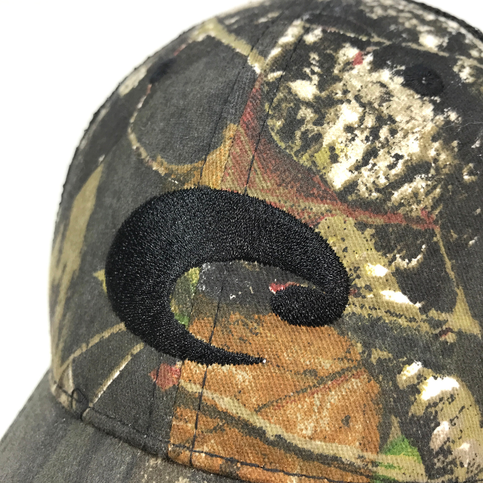 COSTA DEL MAR Camo Black Mesh Strapback Trucker Cap Hat w/ Fish Hook Accent