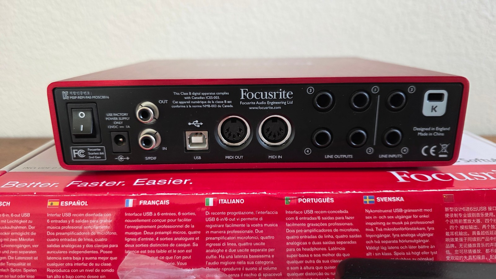 Focusrite Scarlett 6i6 2nd Gen Audio Interface, mint condition