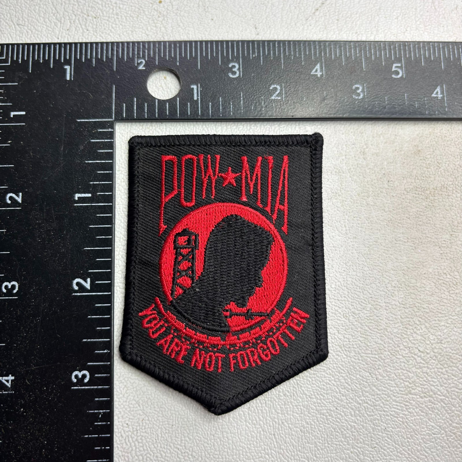 Red & Black POW MIA Patch (Military) 64WF