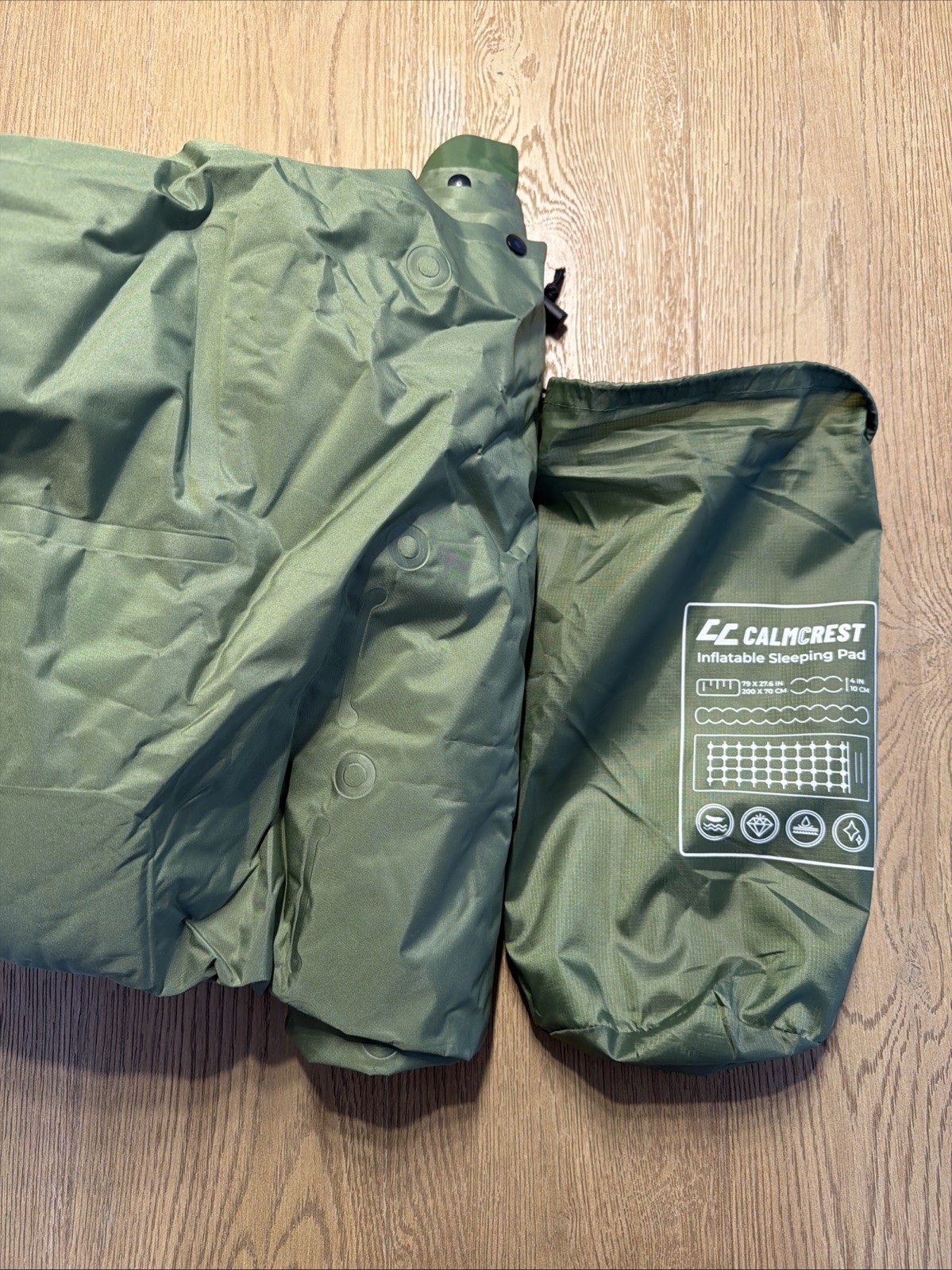 Calmcrest Inflatable Sleeping Pad 79” X 27.6” Camping Outdoors Green