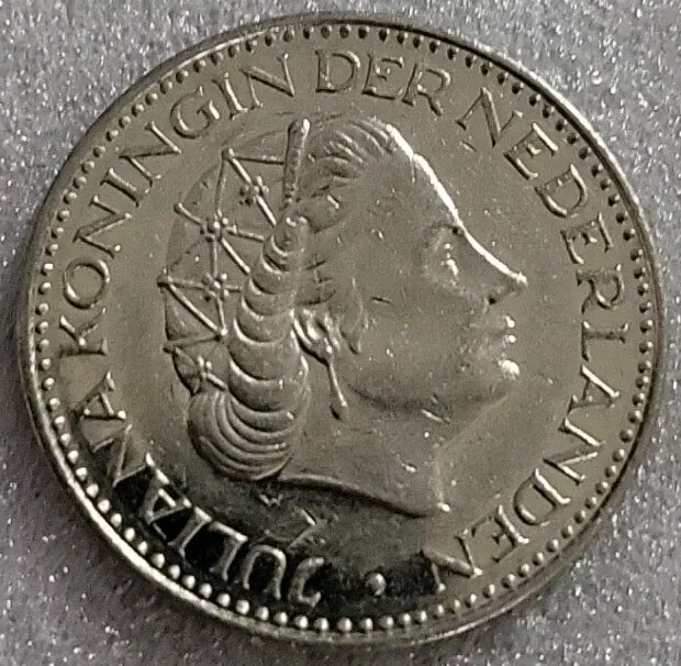 1968 Netherlands 1 Gulden - Juliana - Nickel KM#184 - *C121