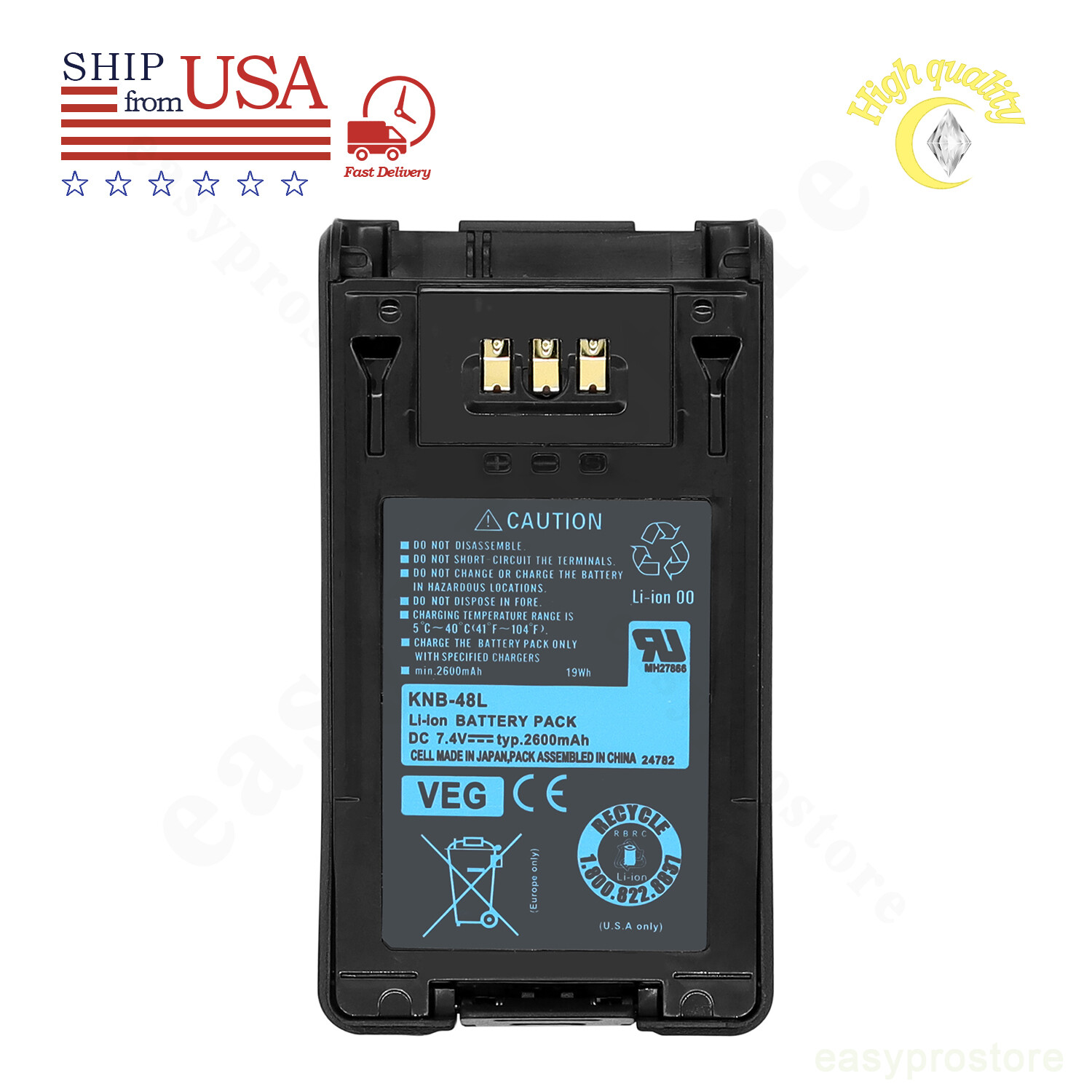 KNB-48L KNB-48 Li-ion Battery For Kenwood NX200 NX300 TK5220 TK5320 Radio