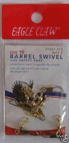 EAGLE CLAW Brass Barrel Swivels Size 10 Qty (7)1041-010  (5 Packages)