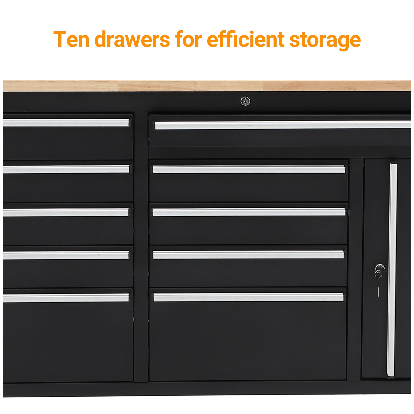 Workbench Rolling Tool Chest Heavy Duty Work Table with 10 Drawers and Pegboard