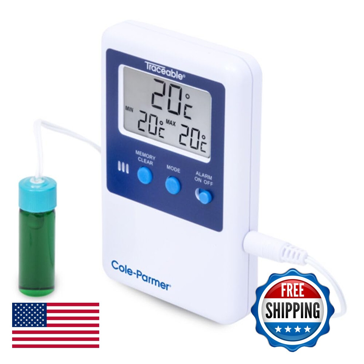 Traceable 15-077-8 Fridge/Freezer Digital Thermometer with 5 mL Bottle Probe