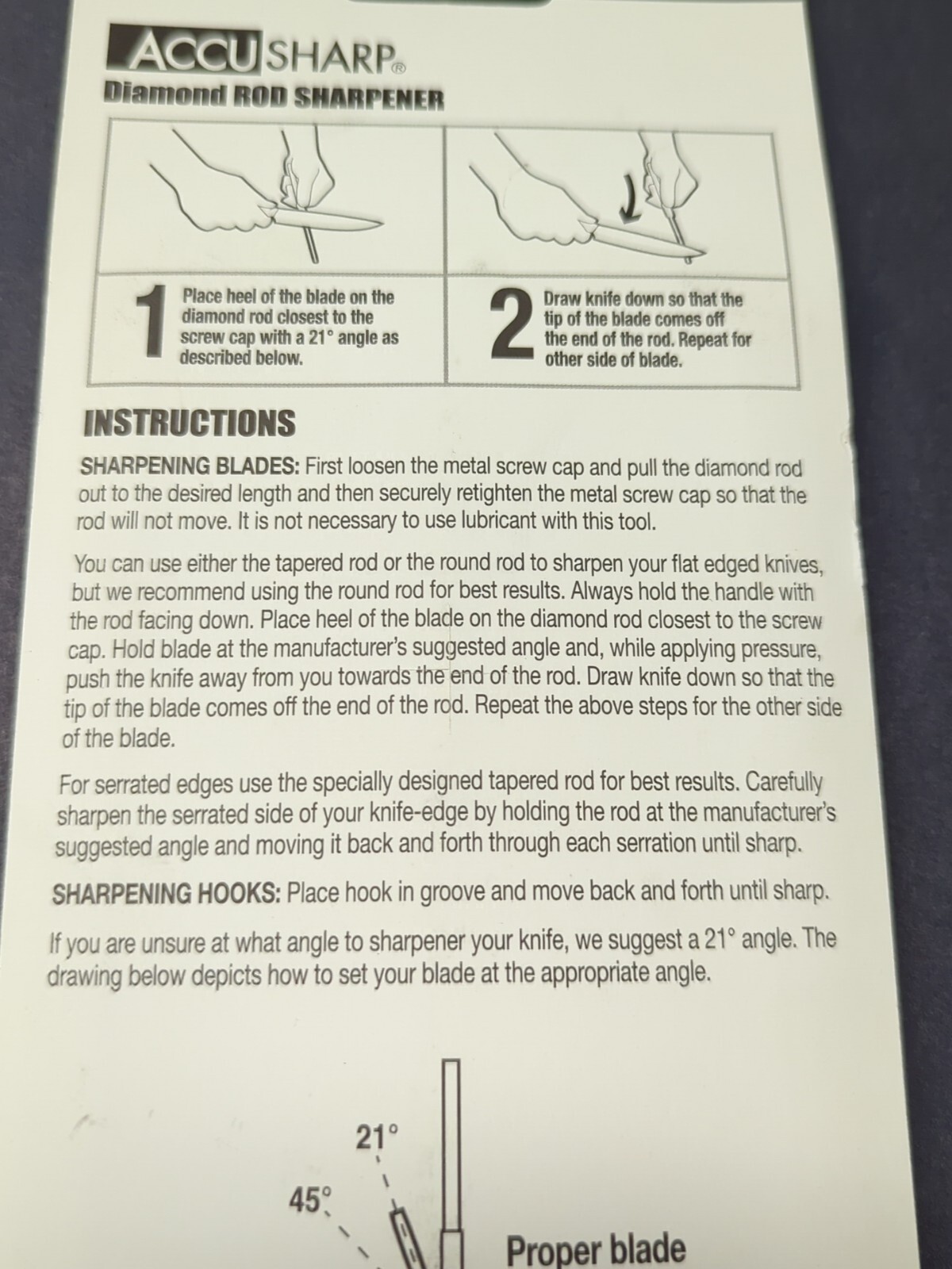 AccuSharp Retractable Diamond Rod - Knife Hook Tool Sharpener