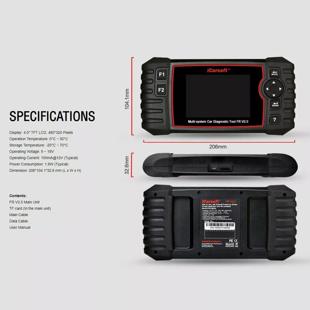 iCarsoft MB V2.0 - For SMART (MB) Professional Diagnostic Tool - Official Outlet