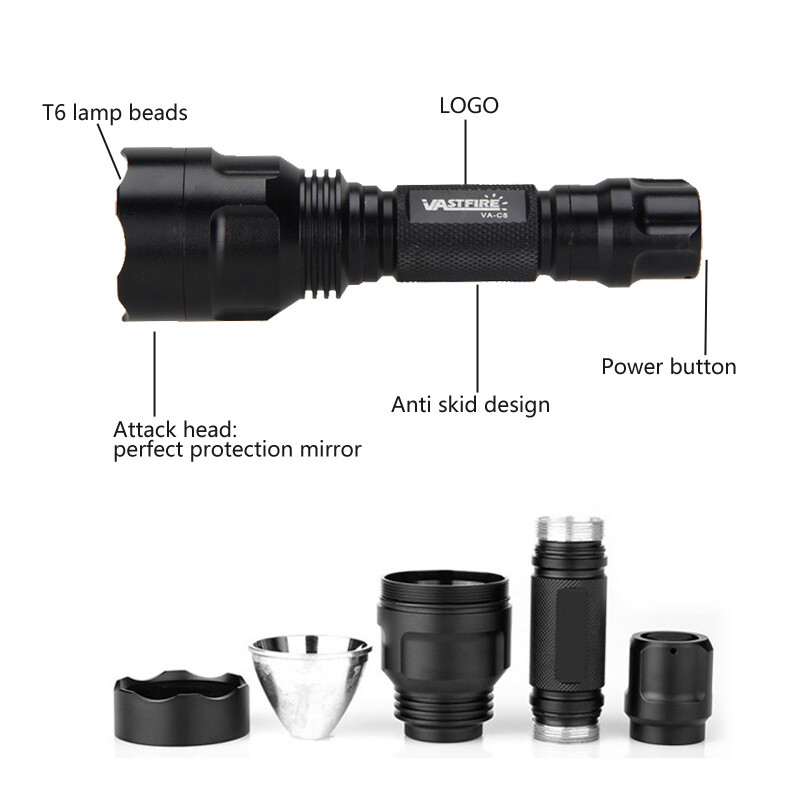 10000LM White Light 800 Yards LED Flashlight Torch Predator Hunting Scope Mount