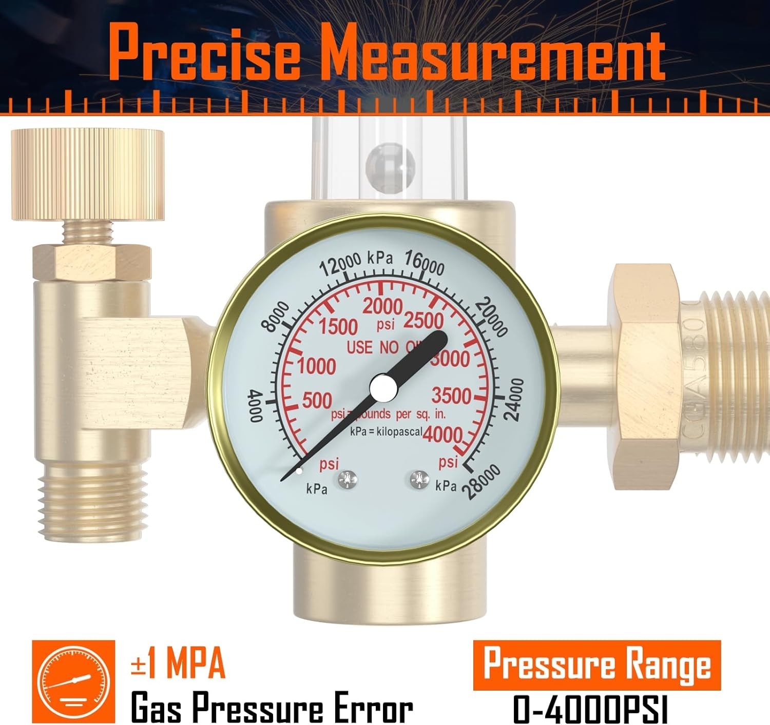 Compact Argon/CO2 Flow Meter Regulator with 4000 psi Gauge - Welding Precision