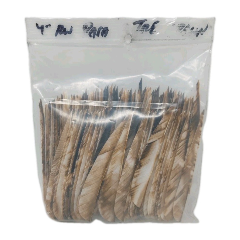 100 Pack Archery Arrow Feathers 4" Right Wing: Parabolic Camo Tre Brown