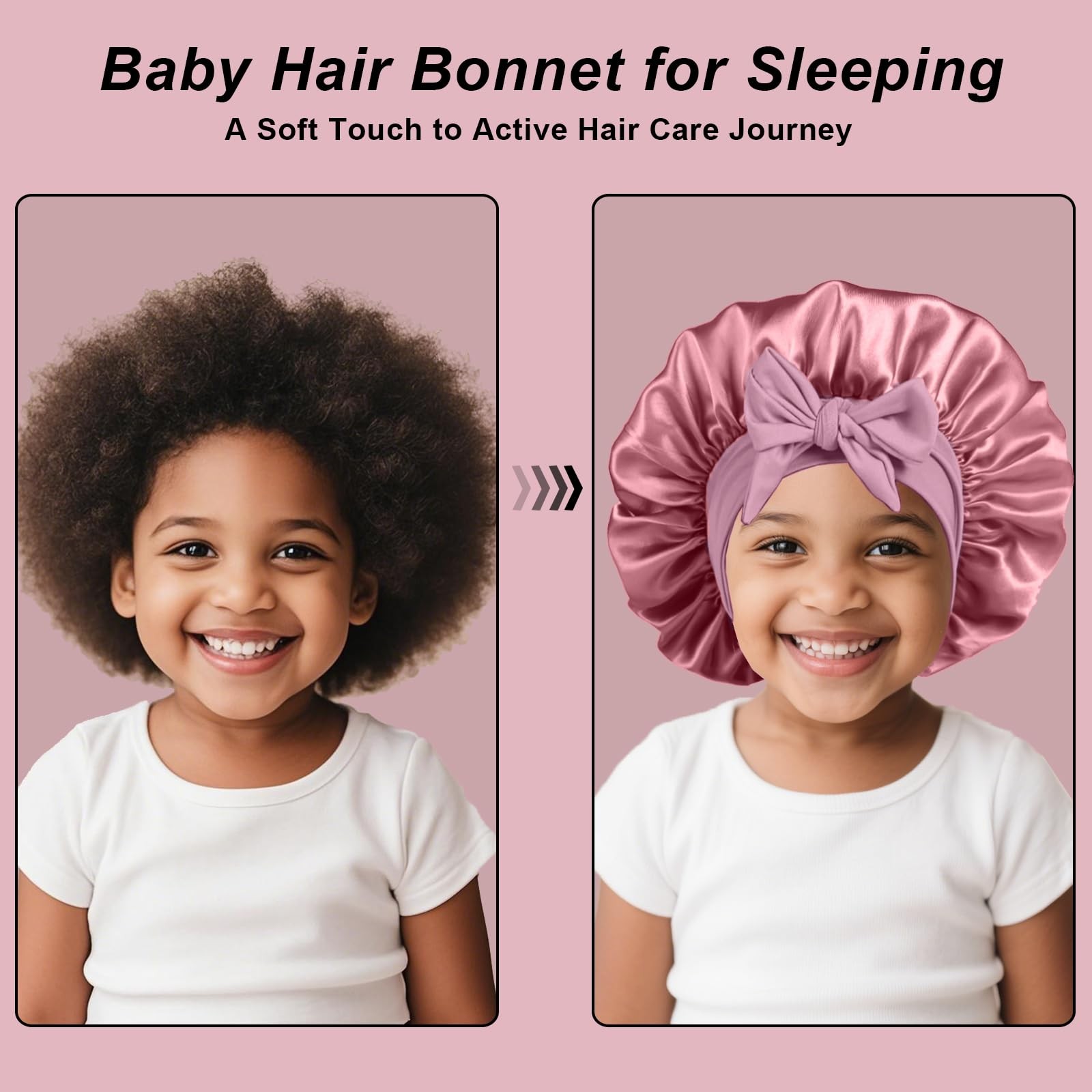 3 Pack Kids Silk Satin Bonnets Toddler Caps for Sleeping Curly Hair Boys Girls