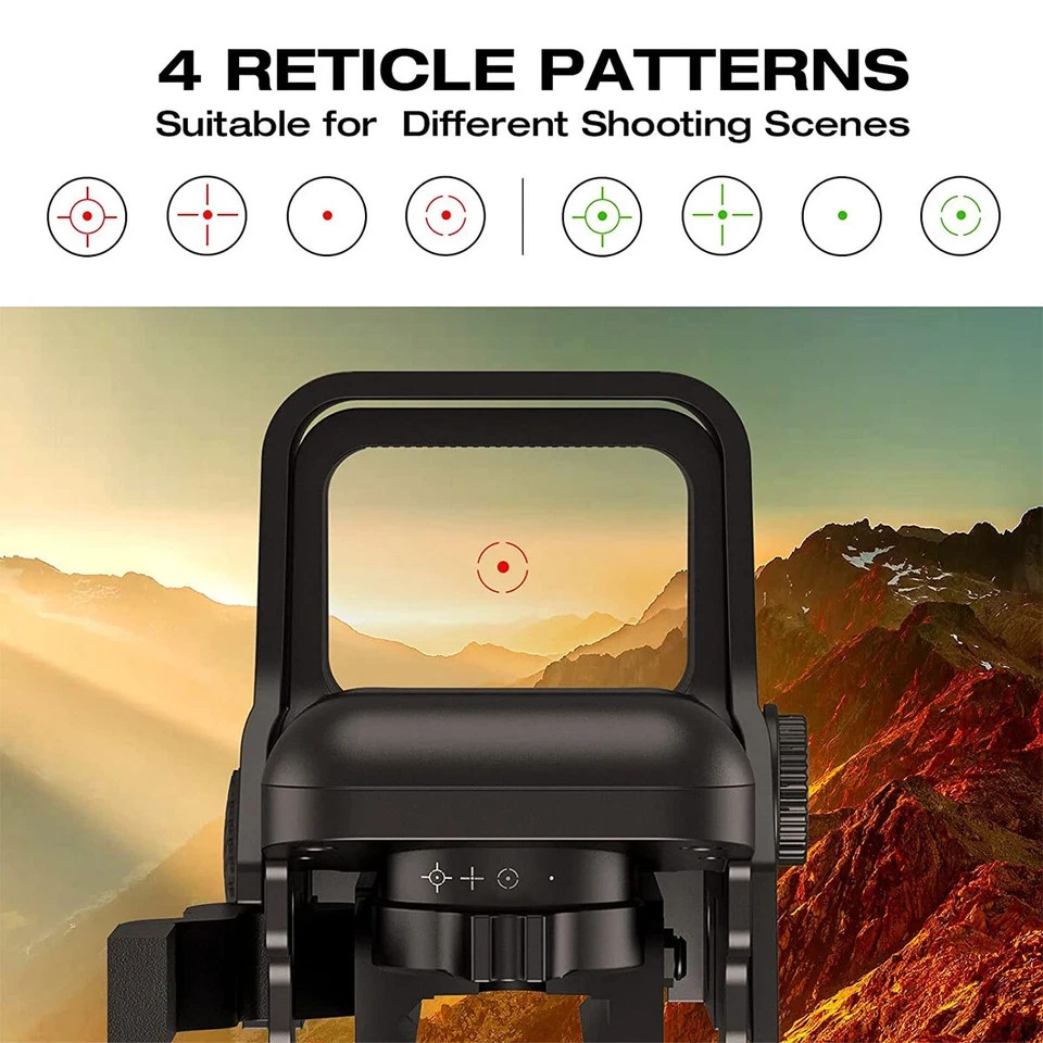 Midten 1X22X33 Red Green Dot Sight 4 Reticles Reflex Sight Quick Detach Mount 20