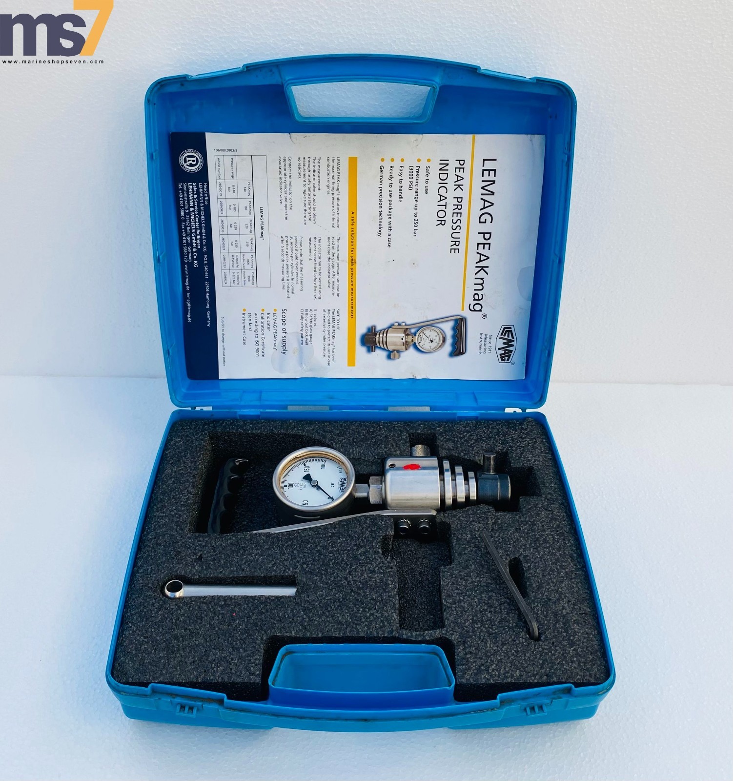 LEMAG PEAKmag ANALOG HAND PEAK PRESSURE INDICATOR 180 BAR/ 2610 PSI