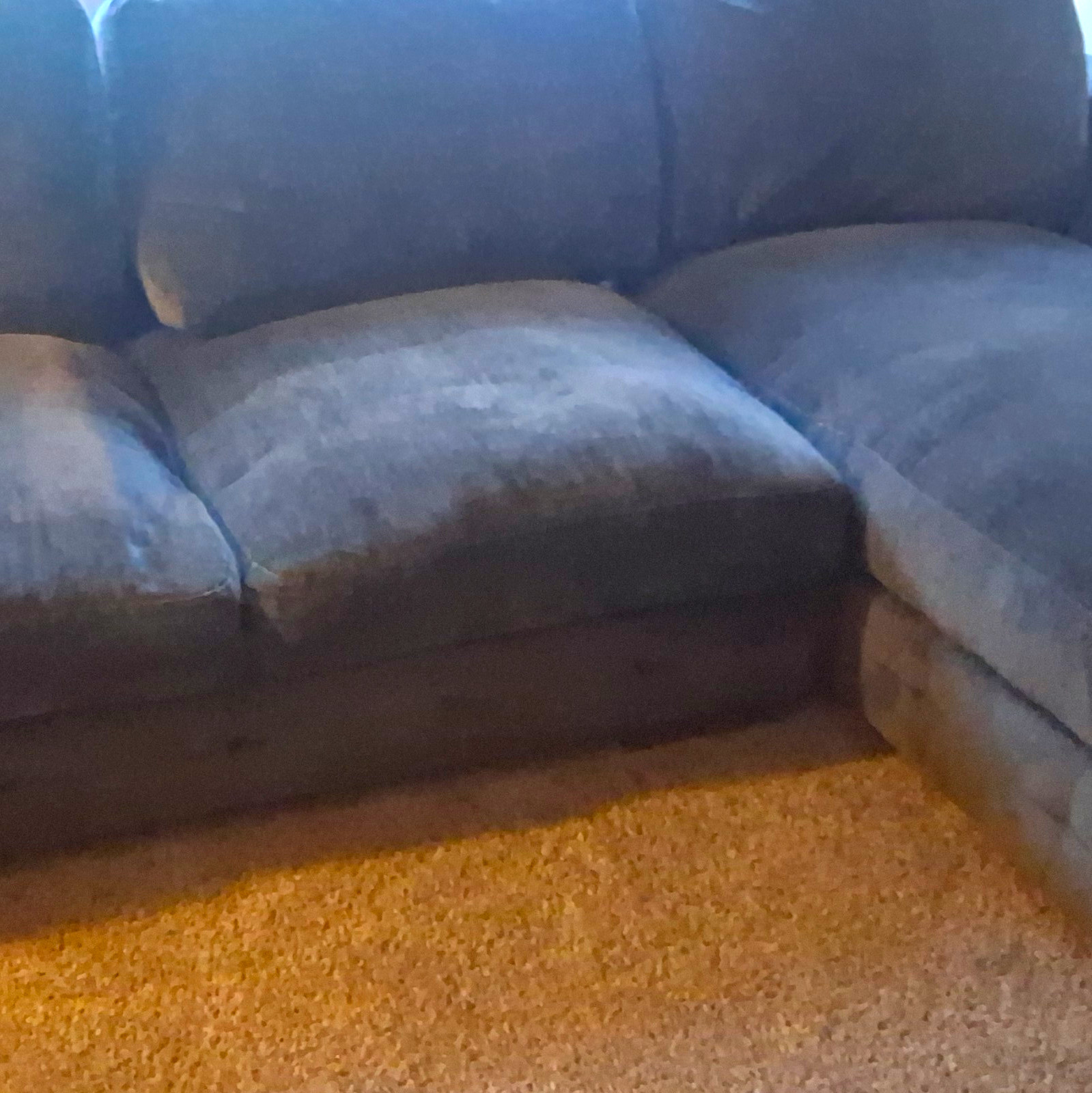 Blue Solid Corduroy Sofa w/ Cushioned Back & Seat 34x32x32 in