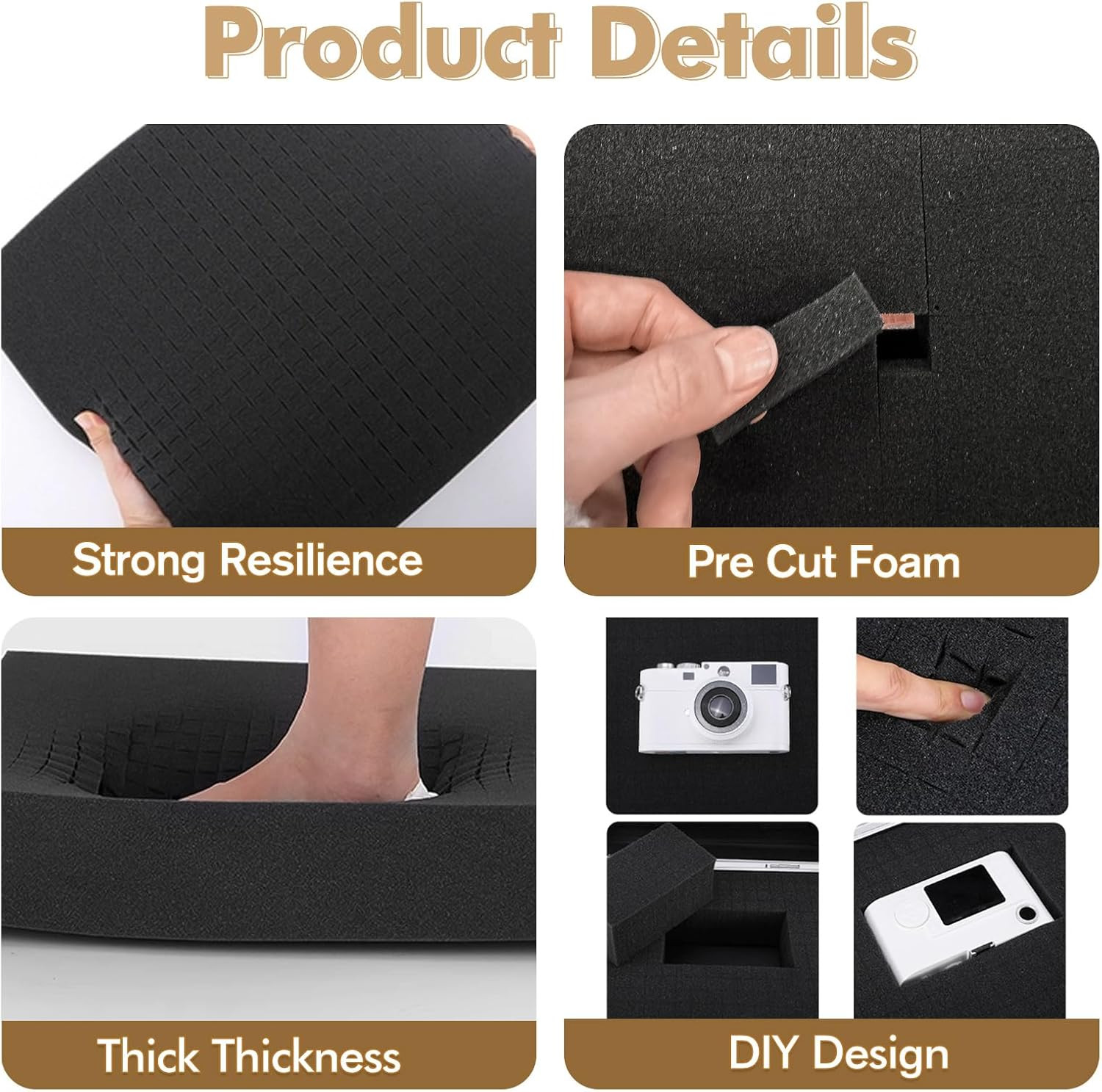 8 Pcs Pick and Pluck Foam Sheets - 3 Sizes, Pre-Cubed, Polyethylene for Crafts,