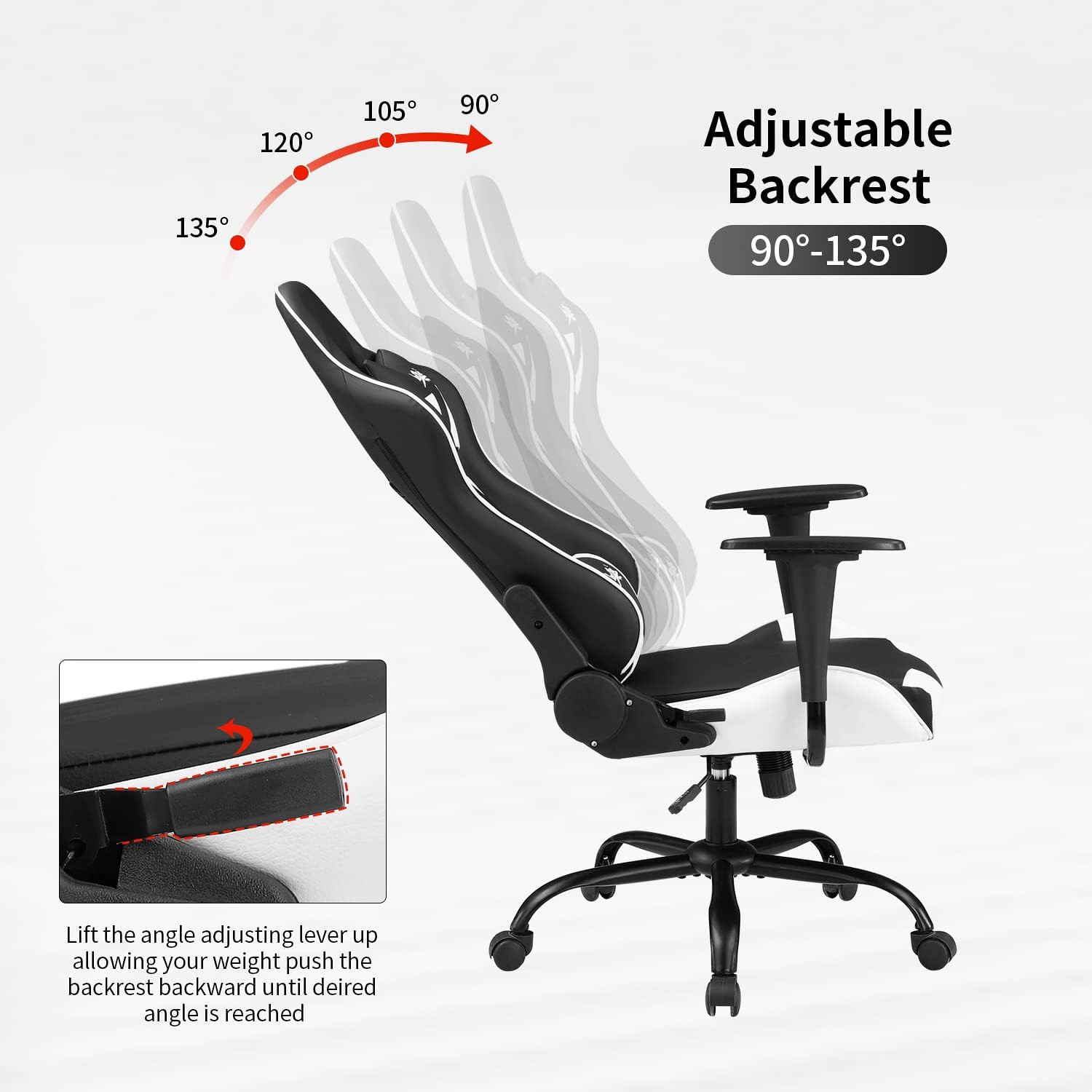 Gaming Chair Desk Chair Ergonomic High Computer Chair with Adjustable Lumbar Sup