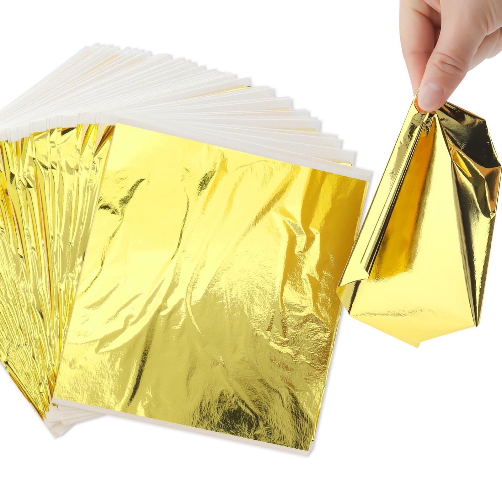 100 PCS 5.5x5.5 Inch NonEdible Gold Leaf Foil Sheets Gilding Interior