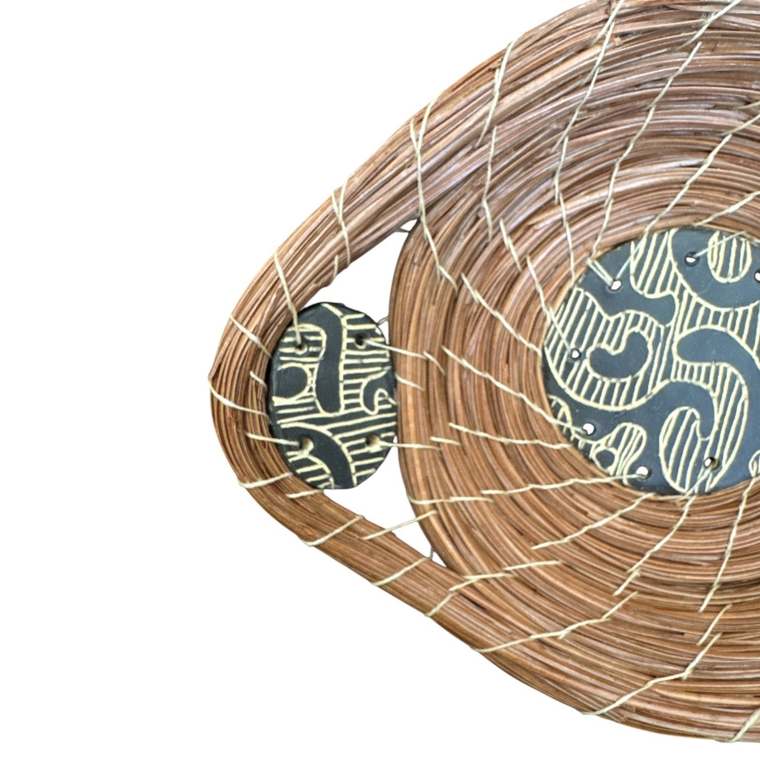 Hand Made Decorative Pine Needle Basket Tile Inserts by Melanie Walter