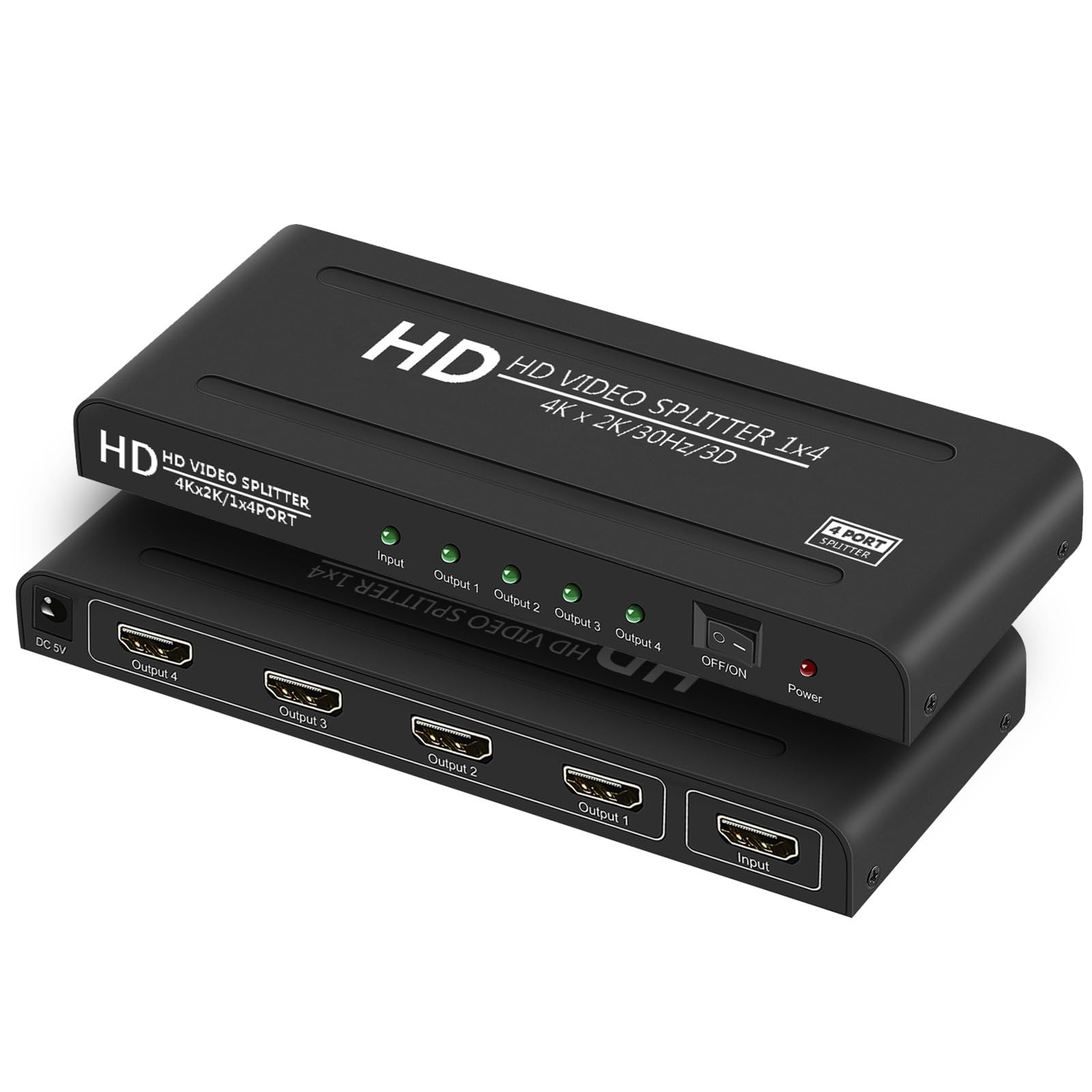 4K HDMI Splitter 1x4,Powered hdmi Splitter 1 in 4 Out Support 4Kx2K@30Hz,3D,M...