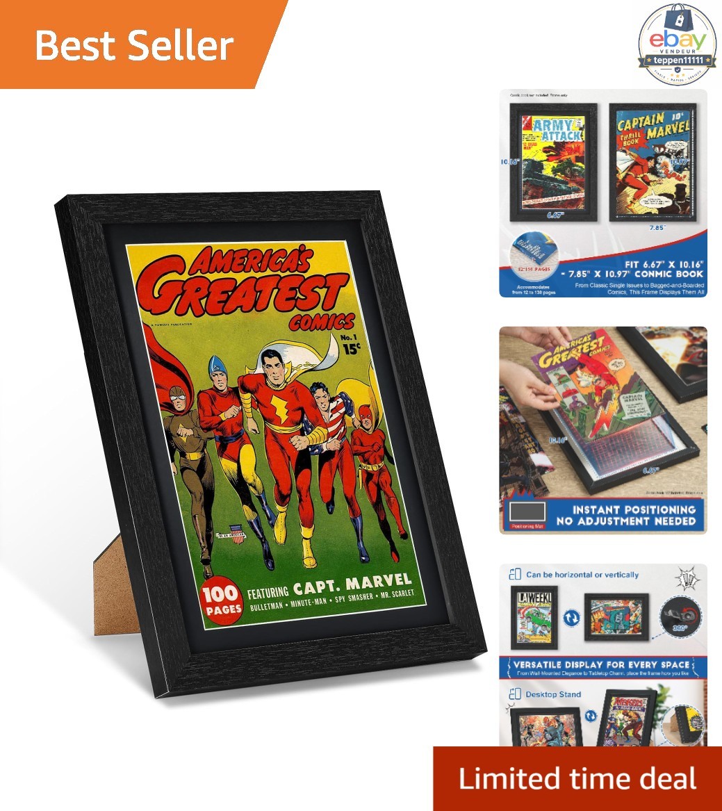 Comic Book Frame, Wood Display Case for 6 11/16" × 10 3/16" Comic