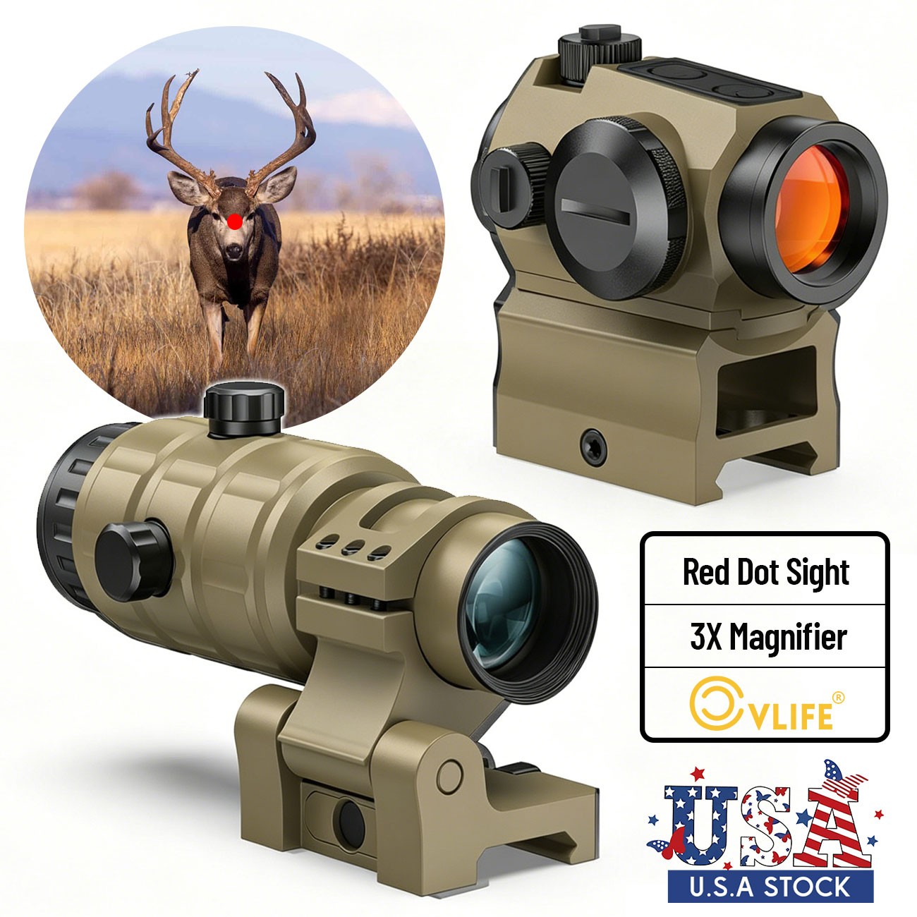 Motion Awake 2 MOA Red Dot Sight & Flip-to-Side 3X Magnifier Combo - Shockproof