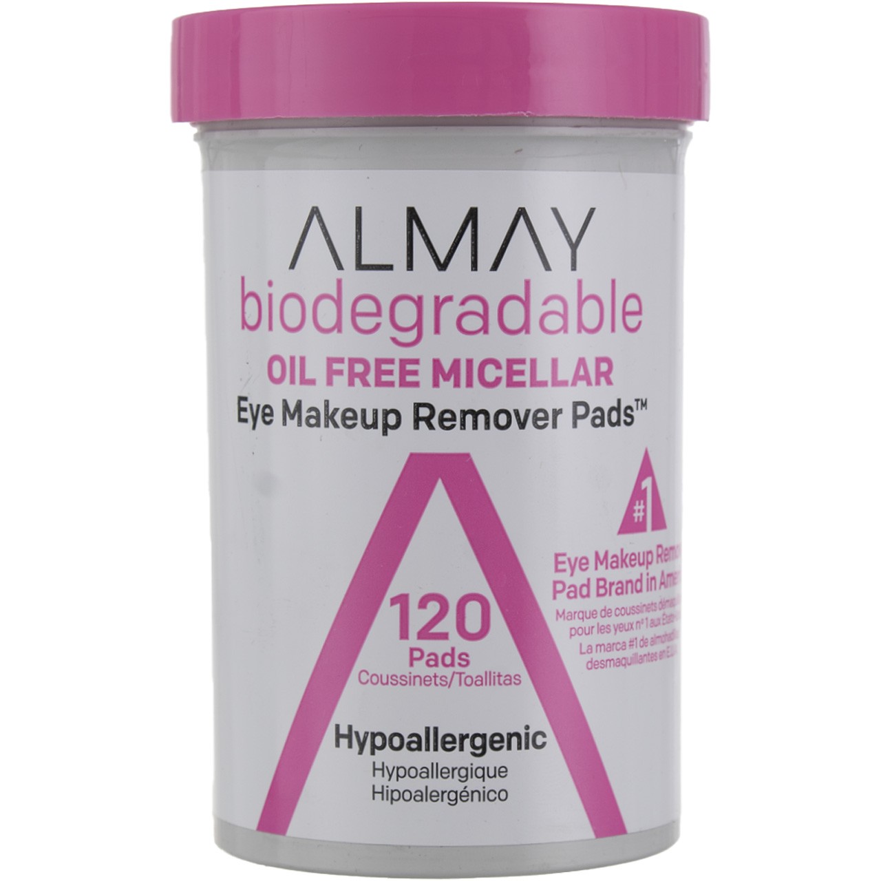 4 Pack Almay Biodegradable Oil-Free Micellar Eye Makeup Remover Pads, 120 Ct