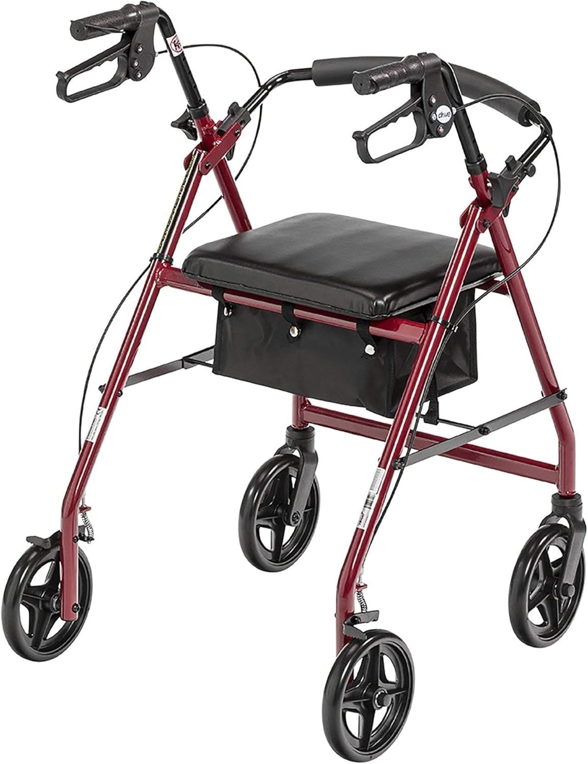 Aluminum Rollator Fold Up & Removable Back Support Padded Seat