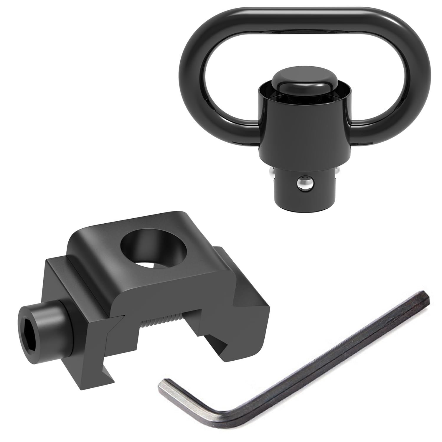 1.25" Picatinny Rail QD Sling Swivel Mount, 360 Degree Rotation Quick Black
