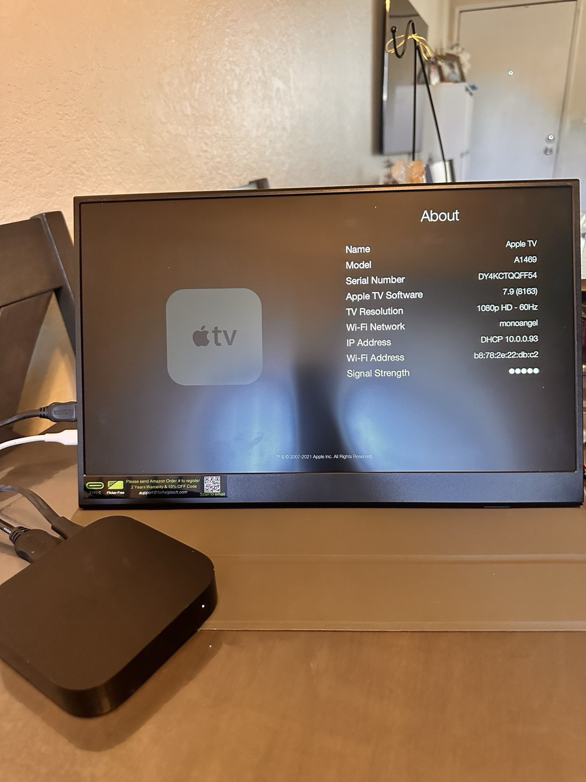 Apple TV 3rd Generation Media Player - NO POWER CORD, NO REMOTE*
