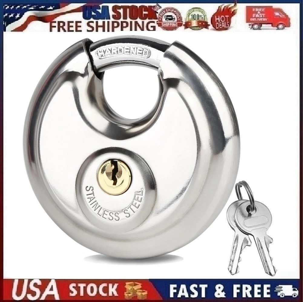 Stainless Steel Disc Padlock 70mm 2570C BS-0103 Weatherproof Rustproof Universal