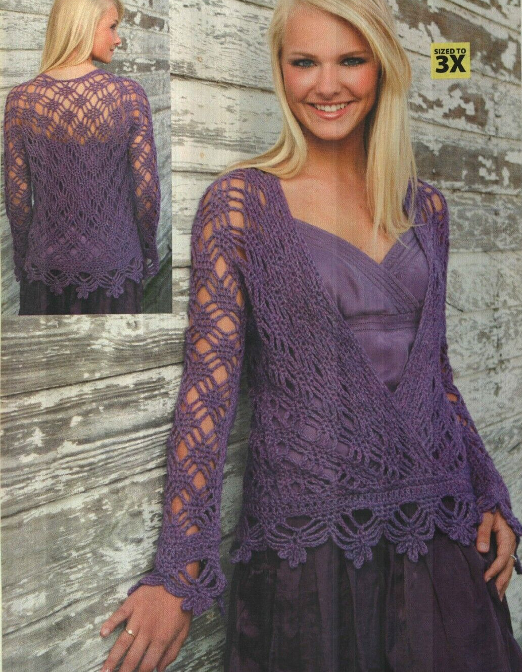 PURPLE MIST SWEATER & CITY-LOOKS CARDIGAN WOMEN'S CROCHET PATTERN INSTRUCTIONS