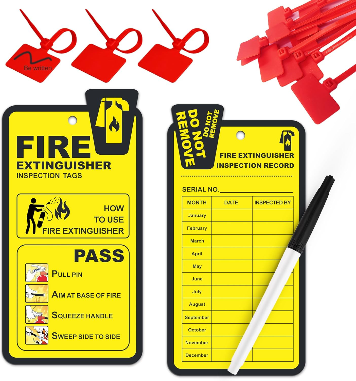 Fire Extinguisher Inspection Tags 2026-2029, 25 Pack Yearly Monthly Fire