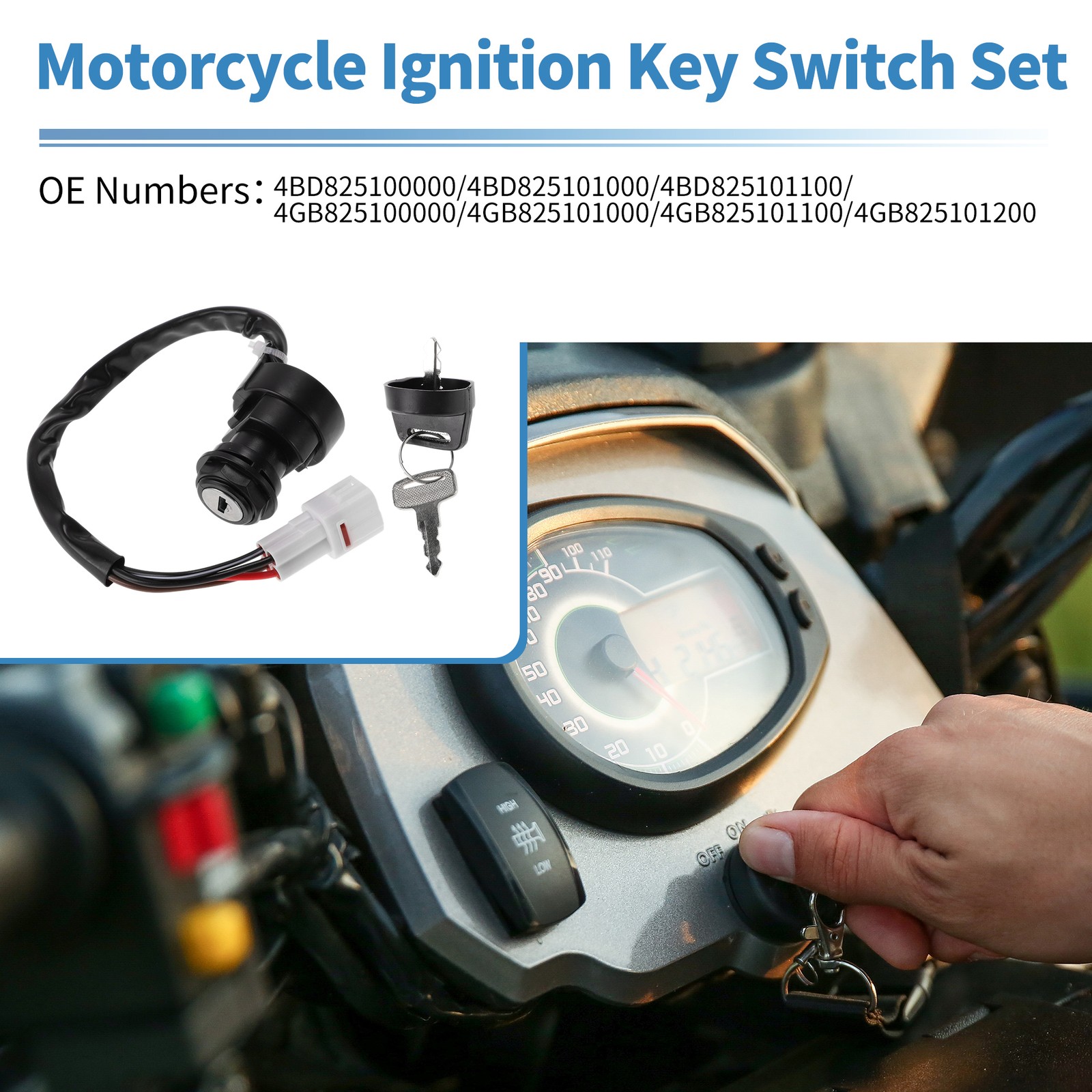 Ignition Key Switch No.4BD825100000 for Yamaha YFM400 Kodiak 400 1993-1998 ATV