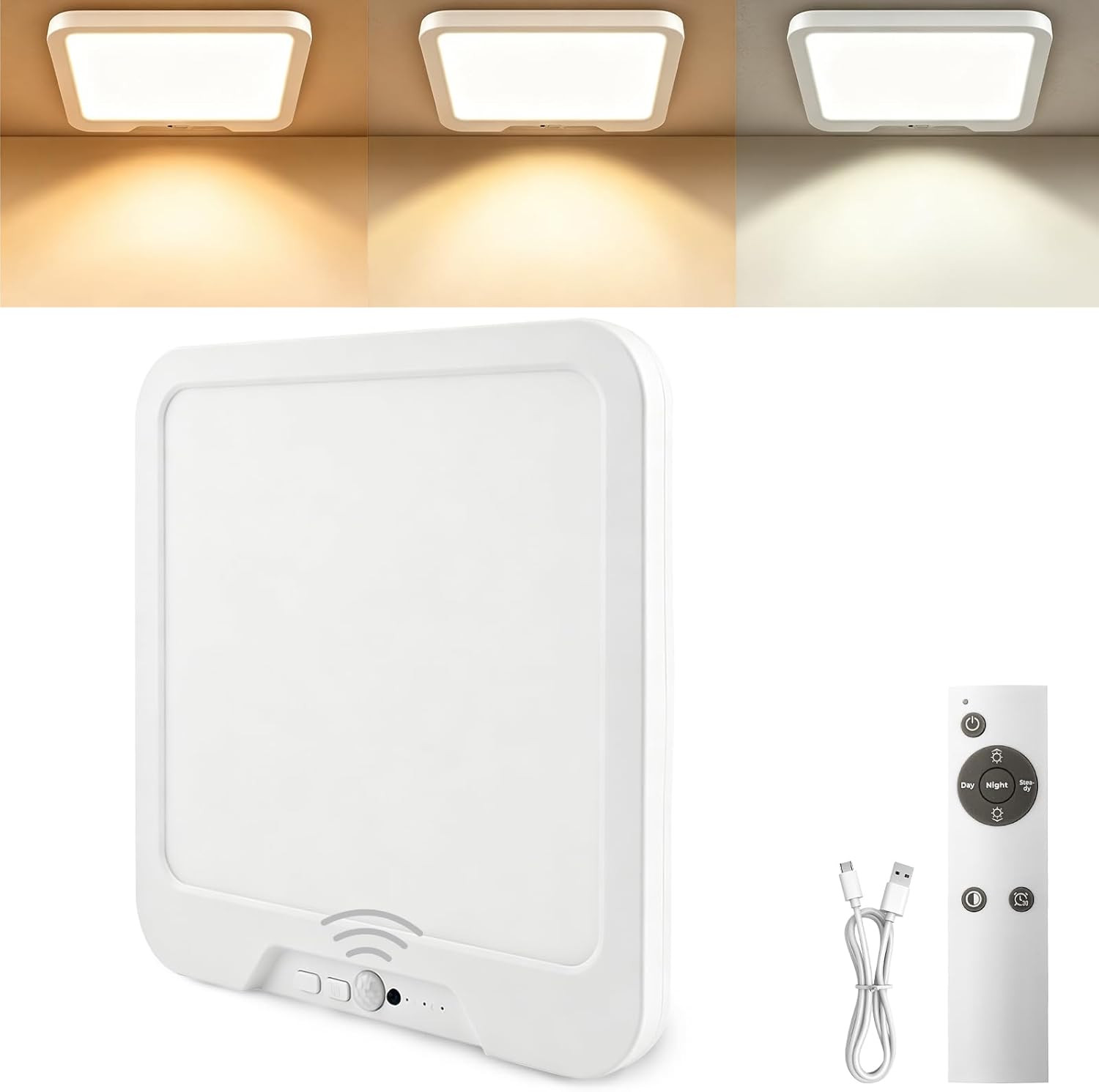 OSIDEN 8.27″‌ Rechargeable Motion Sensor Ceiling Light with Remote | Wireless Ma