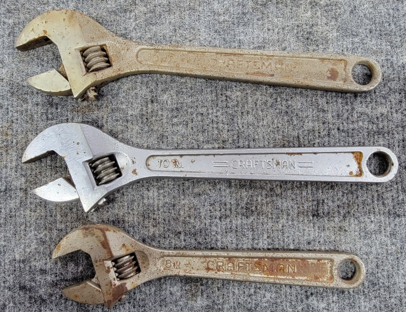 3 Craftsman Adjustable Wrenches 10in And 8in