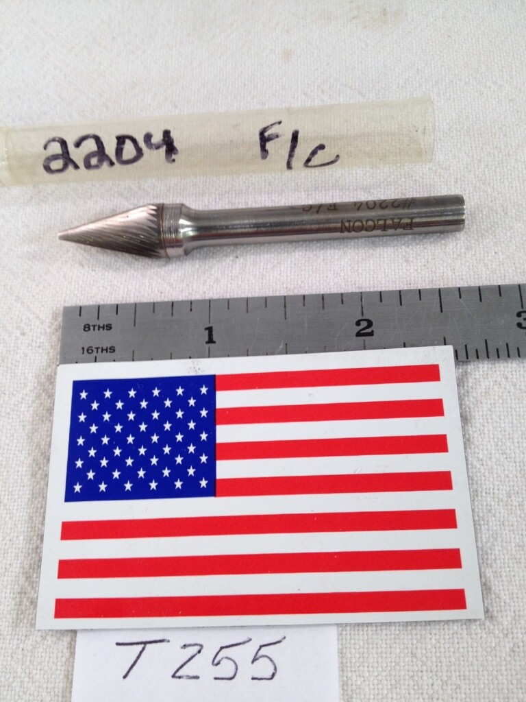 1 NEW FALCON / SGS 1/4" SHANK CARBIDE BURR. SM-4 SINGLE CUT.  FINE. CONE. -T255-