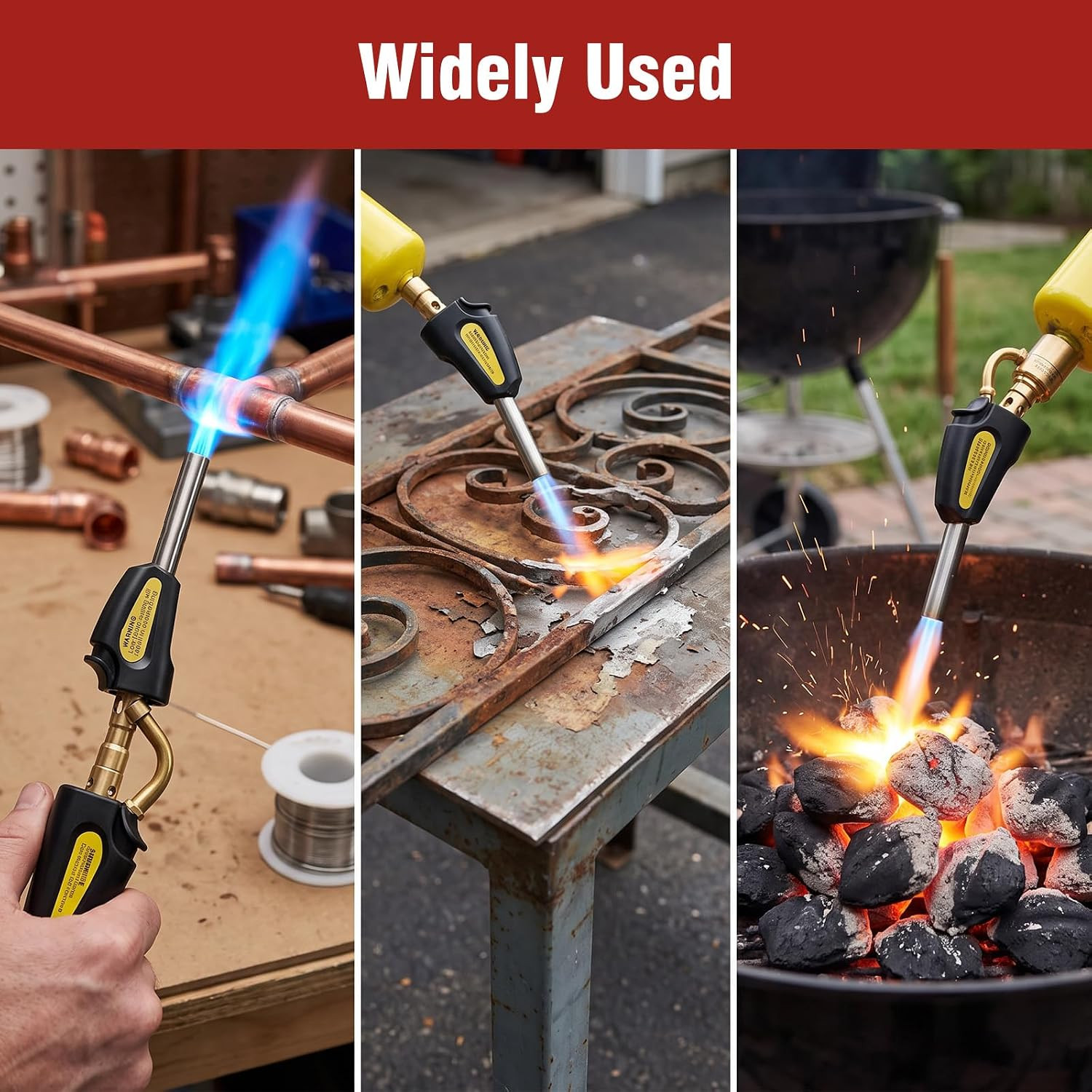 Torch Tips with Gas Self-Ignition, Map-Pro/Lp Gas, Adjustable Flame Knob Brass T