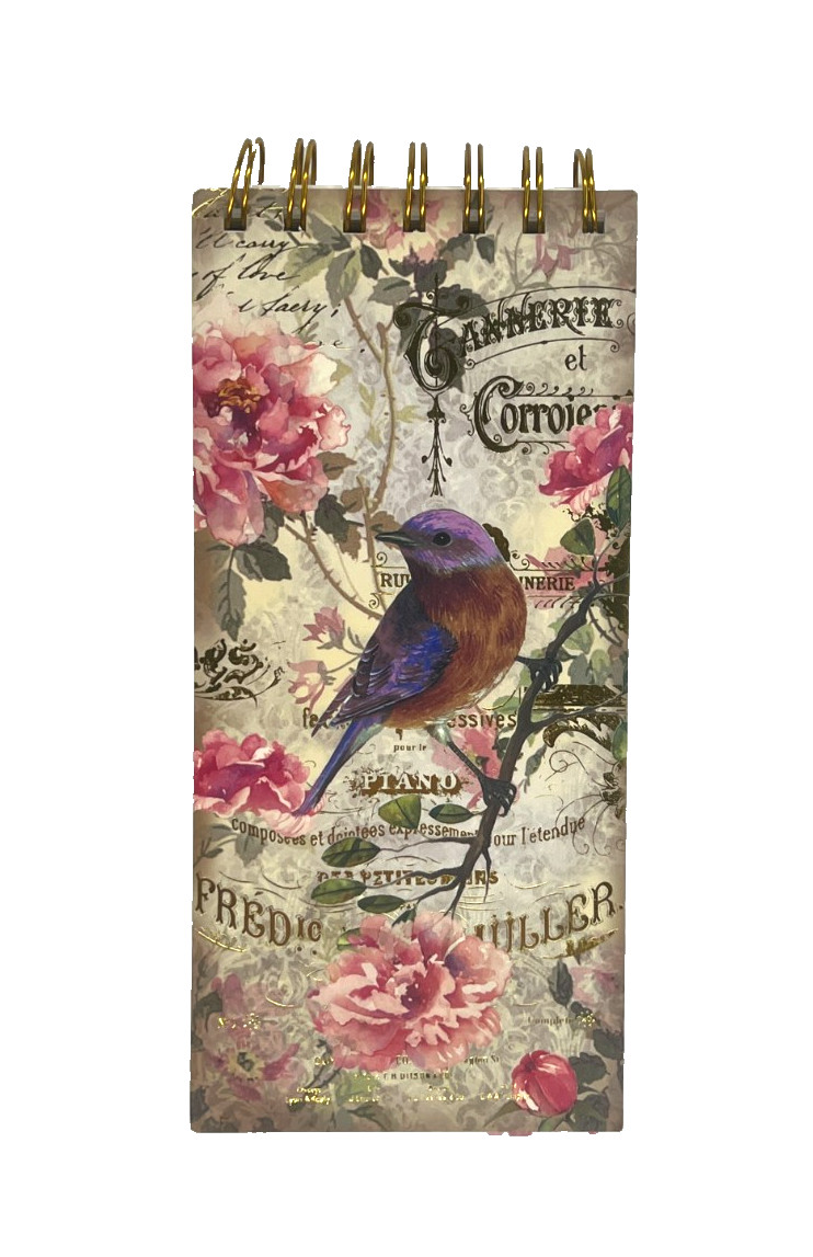 NEW Cannerie Bird Vertical Notepad Floral 100 Sheets Punch Studio