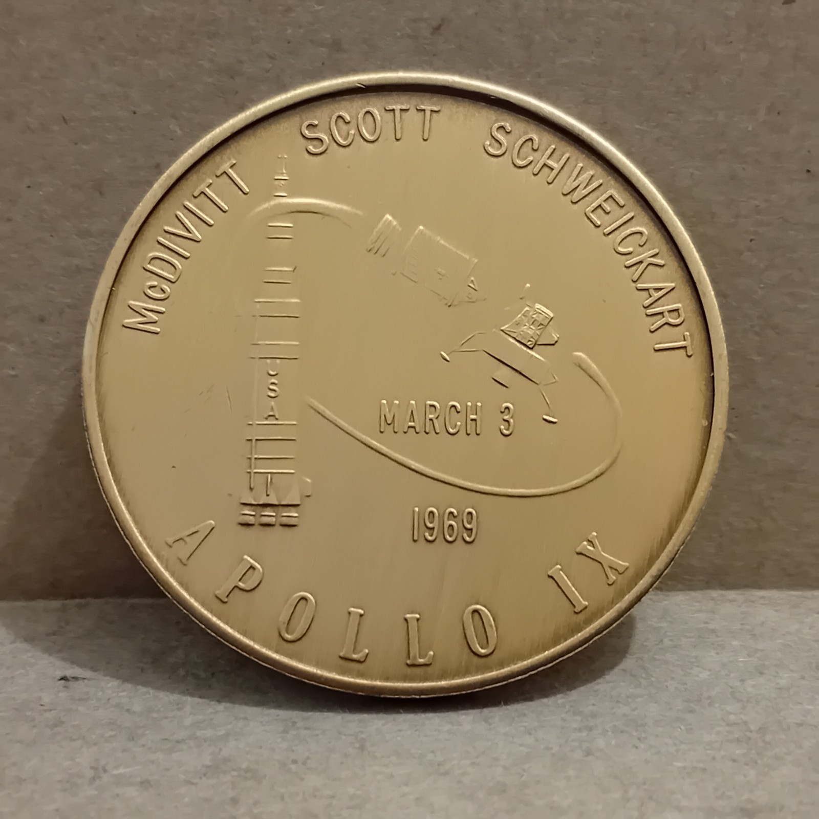 1972 USA Apollo Series Space Crew Emblems Medallion - 1969 Apollo IX ( 9 )