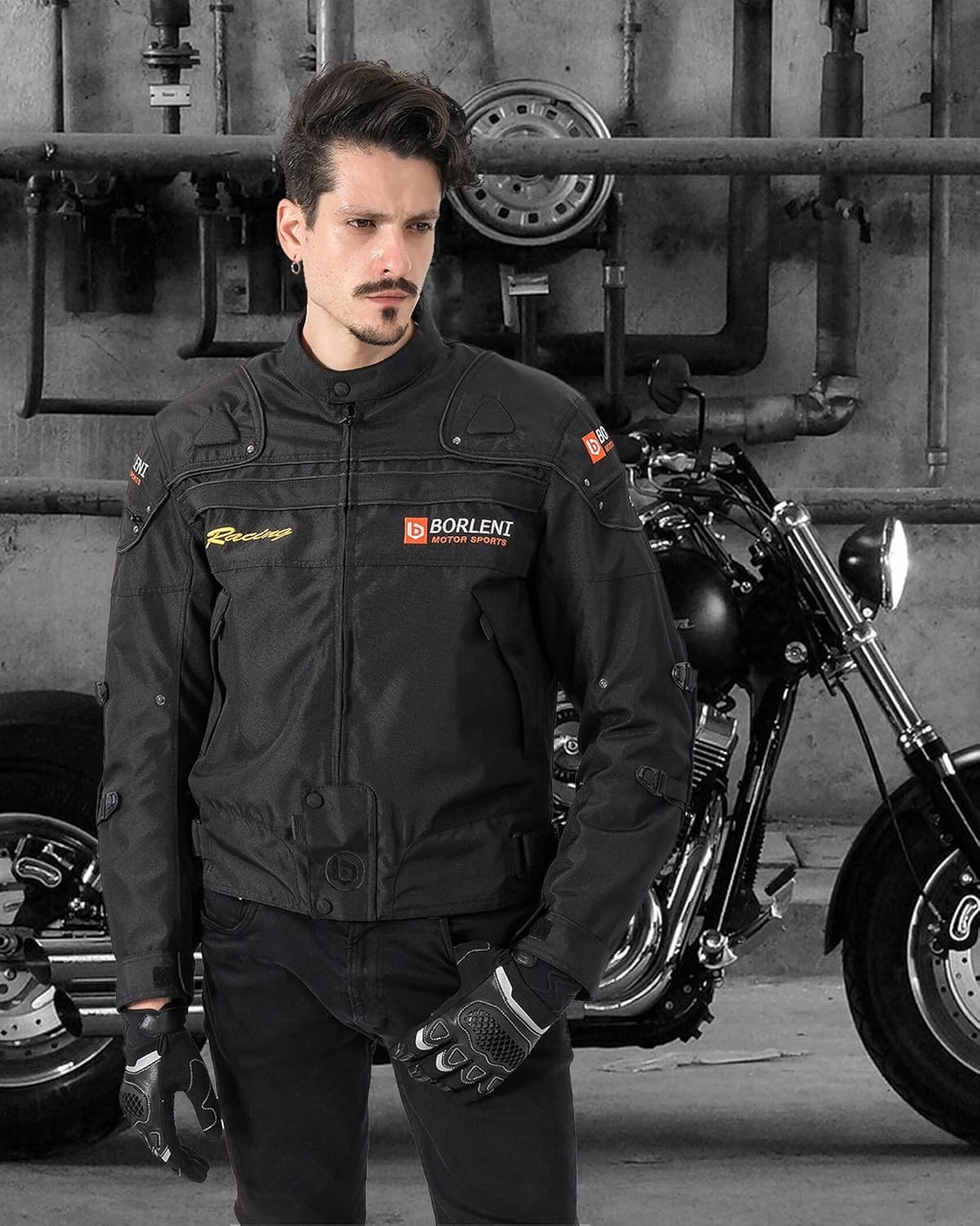 BORLENI XL Motorcycle Riding Jacket Windproof Full-Body Protective Armor Gear