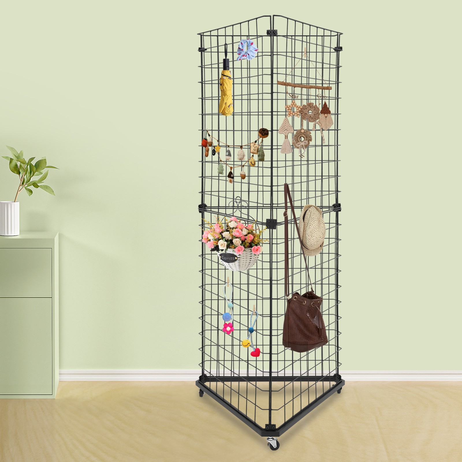 6' x 2' Triangle Display Stand Wire Grid Panel Tower Wire Grid Display Rack