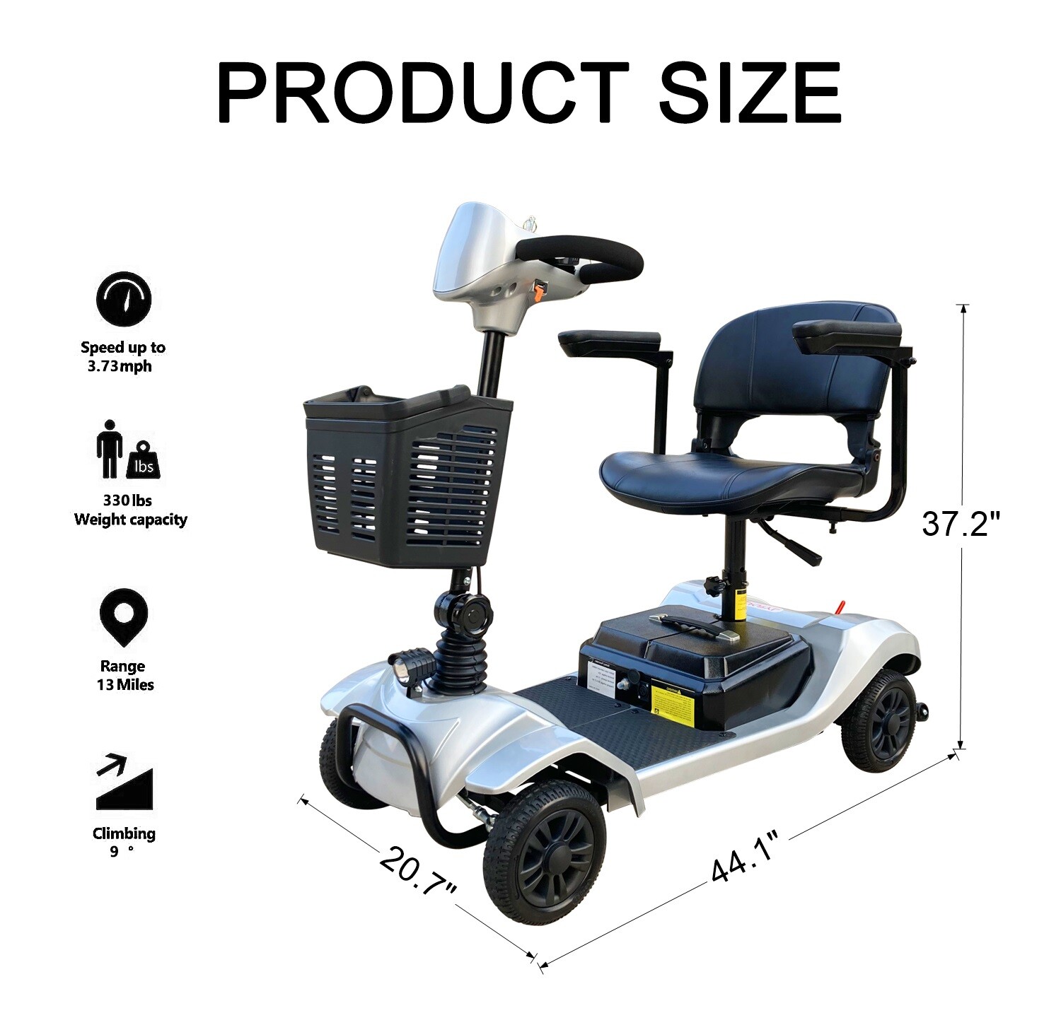 Electric 300lbs Mobility Scooters for Adult 4 Wheels Scooter for Outdoor Driving