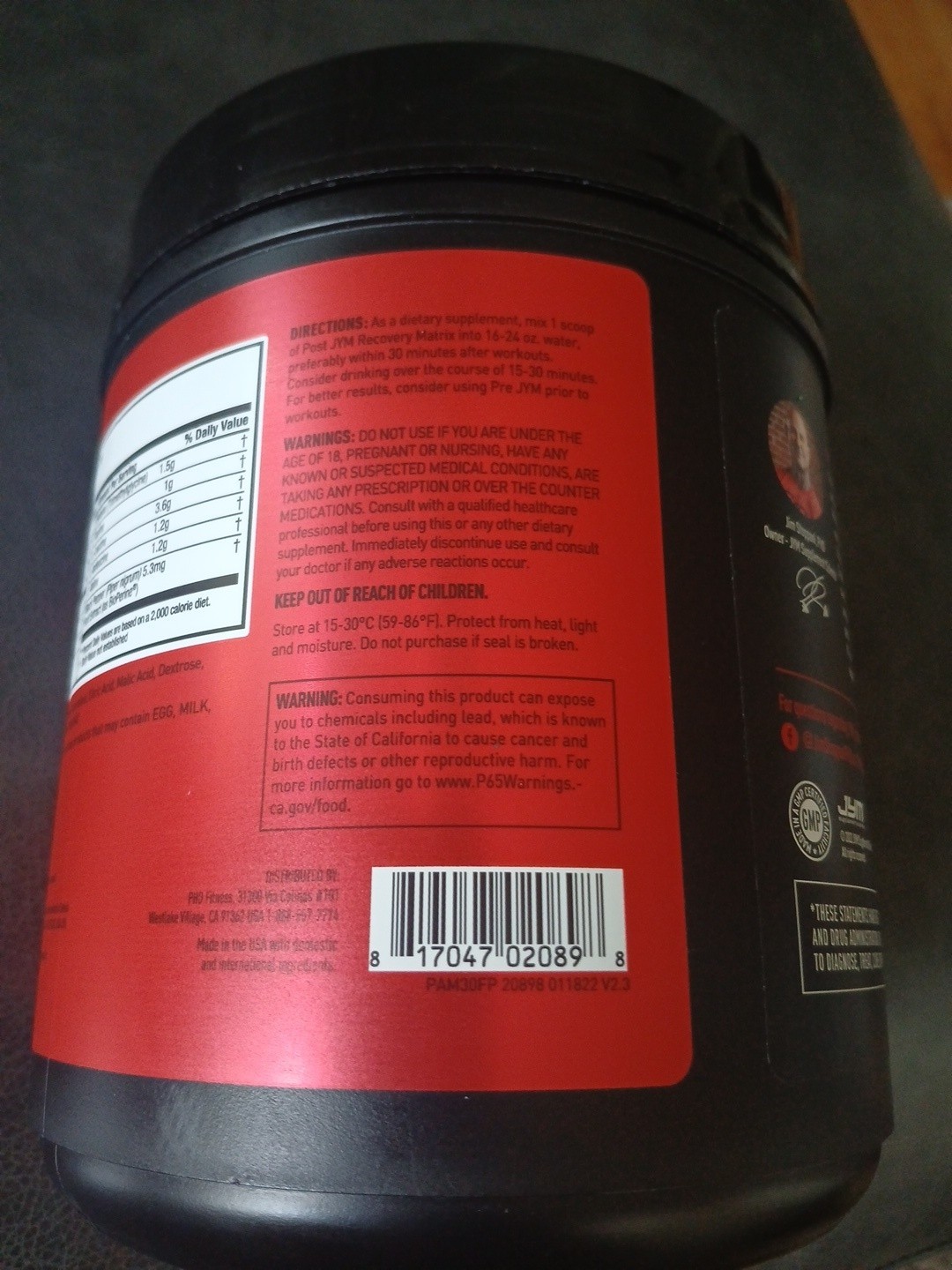 Post JYM Active Matrix Post-Workout BCAA Glutamine Creatine Beta-Alanine - Fruit