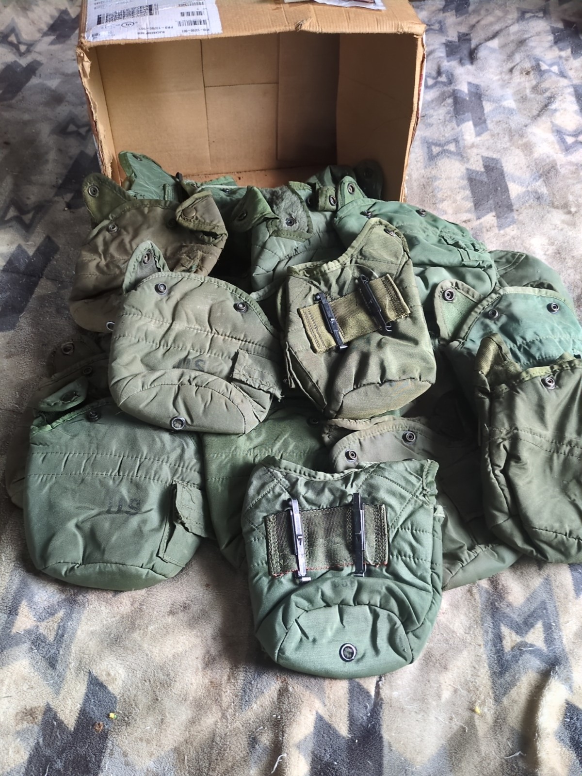 Lots of 2 US ARMY 1 Quart Canteen Cover Pouch Insulated OD Green Military ALICE