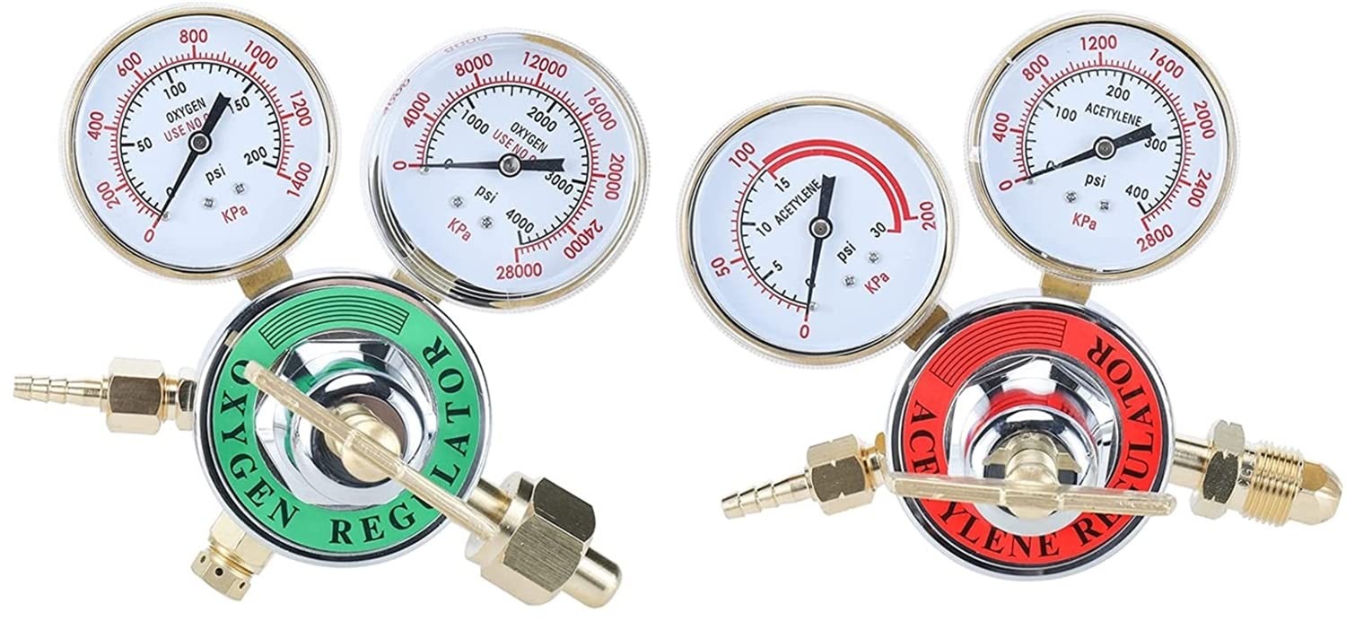 Baotkere 2pcs Dual Welding Gas Regulators, Oxygen Plus Acetylene