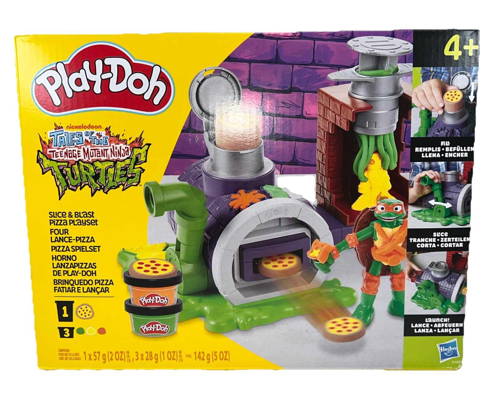 Play-Doh Teenage Mutant Ninja Turtles Slice & Blast Pizza Playset Bendy 4" Mikey