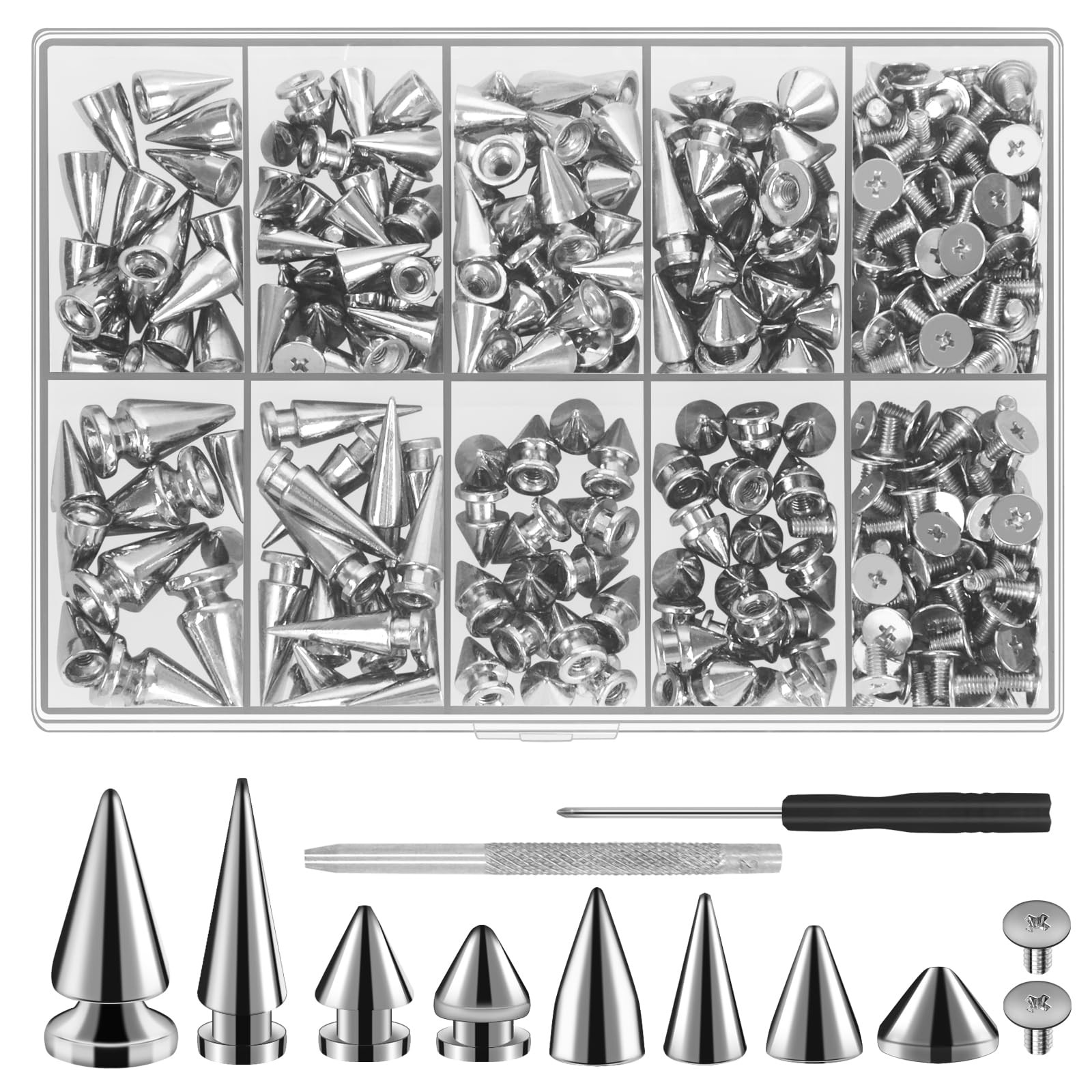 354pcs Punk Spikes Studs Kit Assorted Rivets Leather Craft