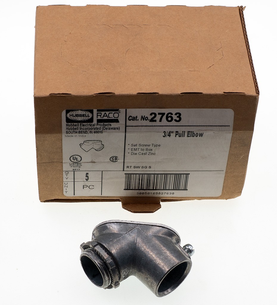 Hubbell Raco 2762 1/2" Set-Screw EMT to Box Male Pulling Pull Elbow, Box of 5
